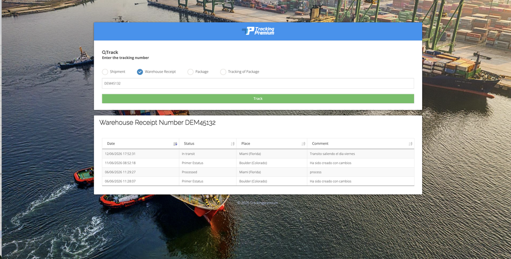 Sistema de tracking para courier con seguimiento de paquetes y actualización de estatus.
